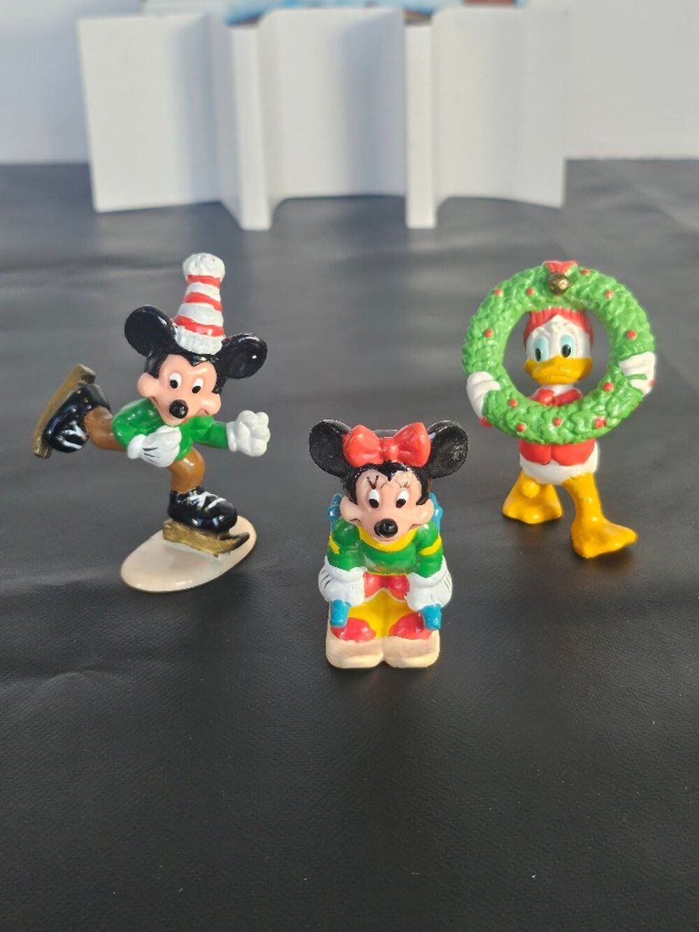 1988 Applause Disney Holiday 3 Piece PVC Figurine Set Mickey Minnie & Donald